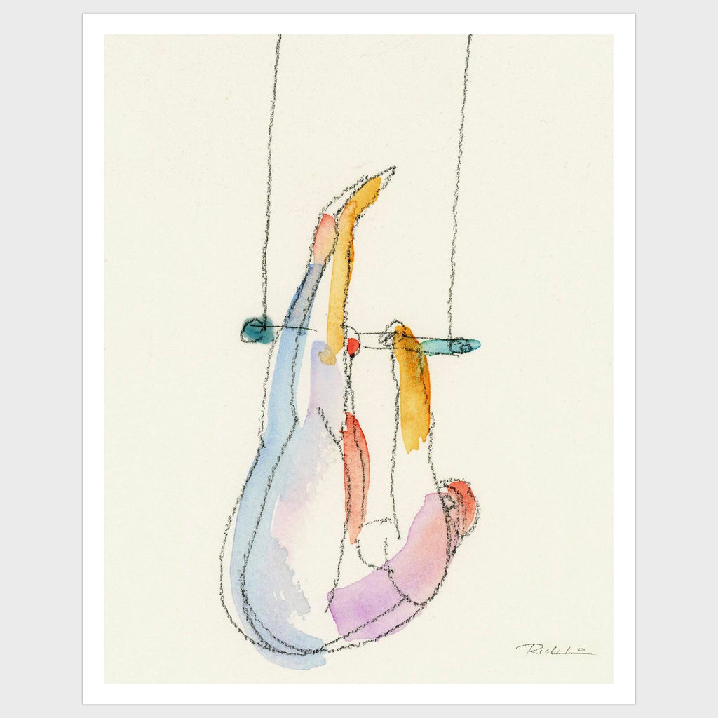 Balance. Watercolor drawing of a circus performer. Art for sale. Licensing available.