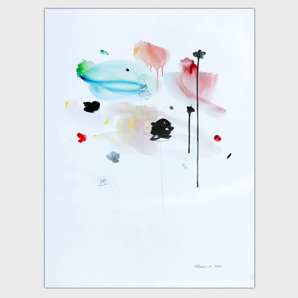 Original art for sale-Simplistic abstract painting depicting elements in a garden