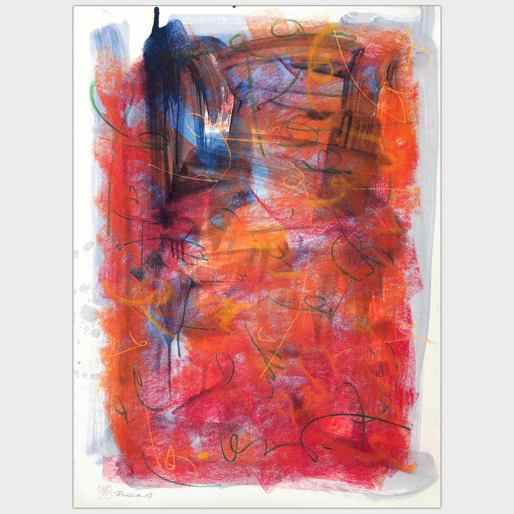 Original art for sale-Expressive abstract composition pastel lines over oil wash