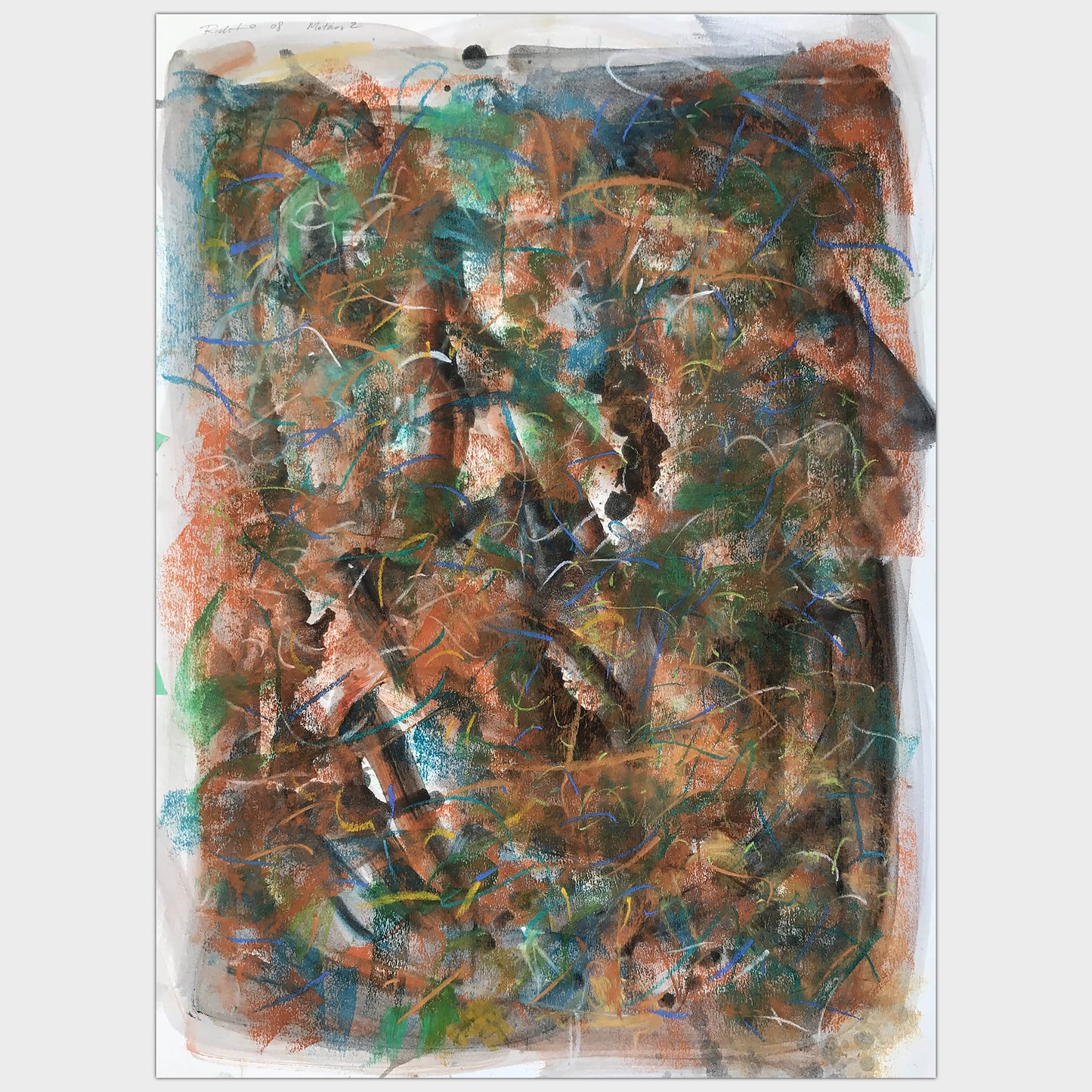 Original art for sale-Expressive abstract composition pastel lines over oil wash