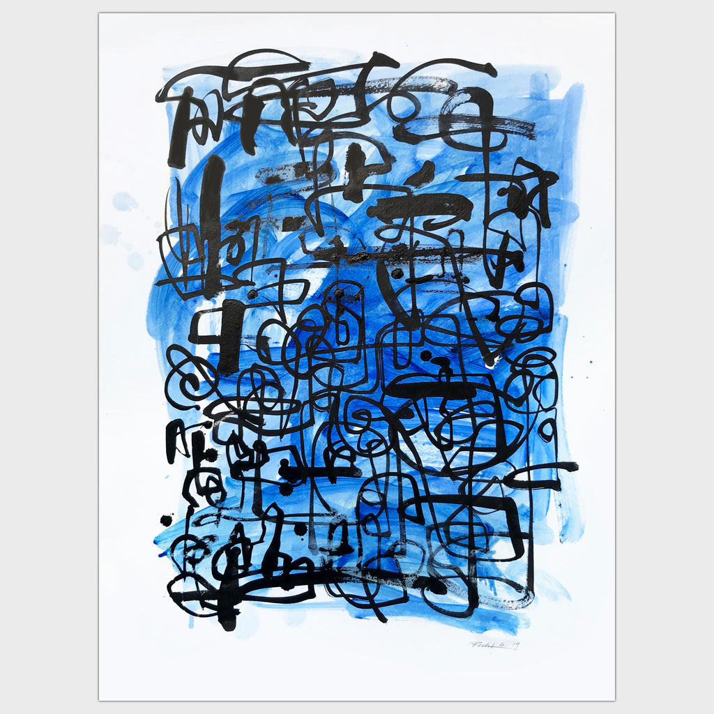Original art for sale-Abstract compositions of spontaneous stokes over oil wash representing unlimited possibilities
