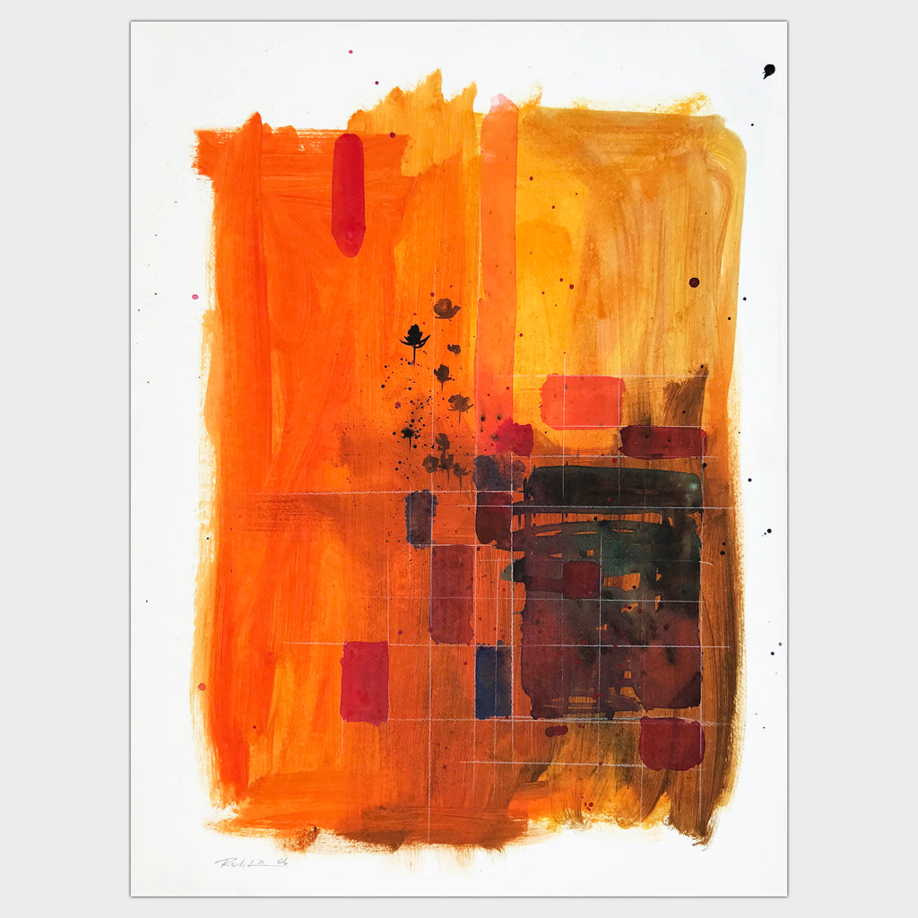 Original art for sale-Abstract expressive landscape of grids and trees